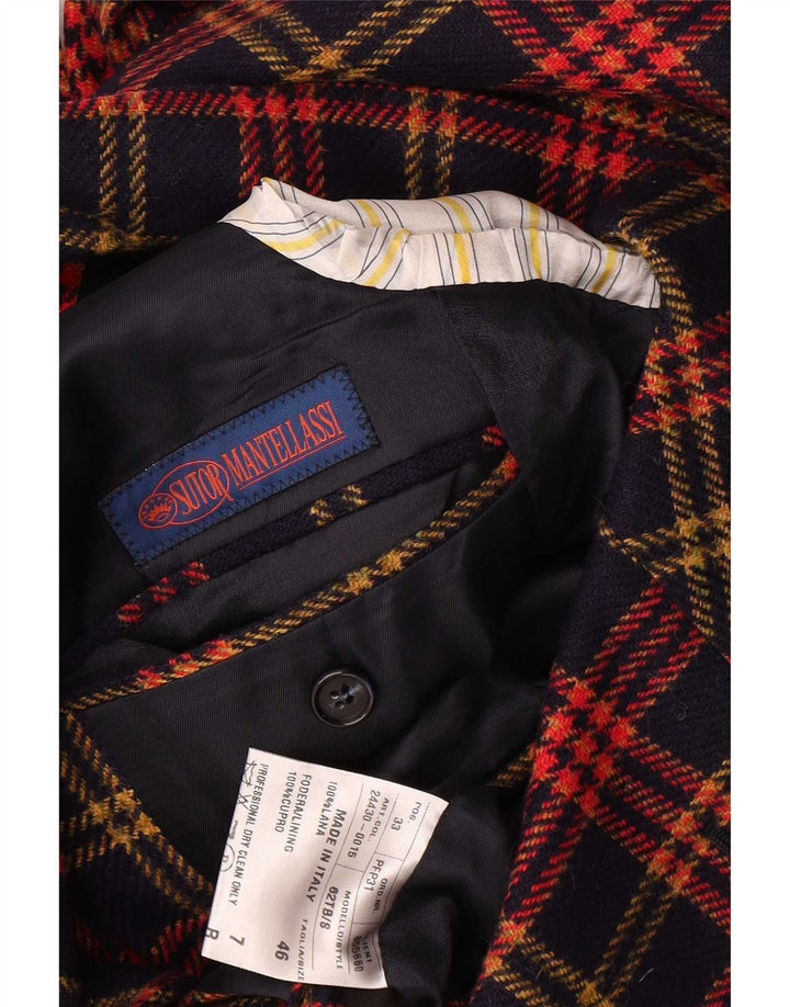 Jaqueta blazer masculina Sutor Mantellassi com 3 botões IT 46 pequena xadrez azul marinho