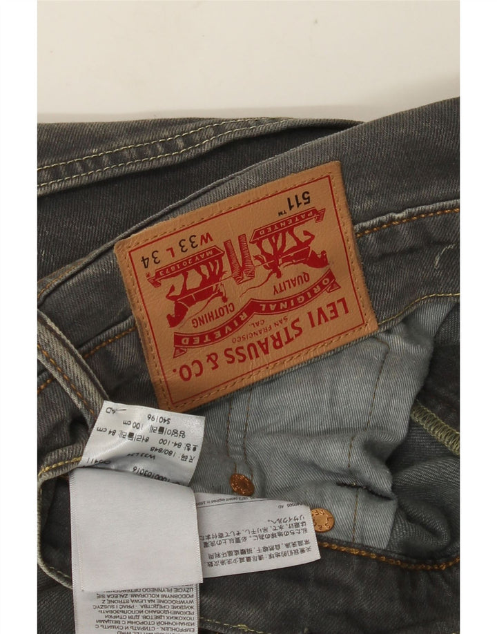 Calça Jeans Levis 511 Slim Masculina W33 L34 Cinza Algodão