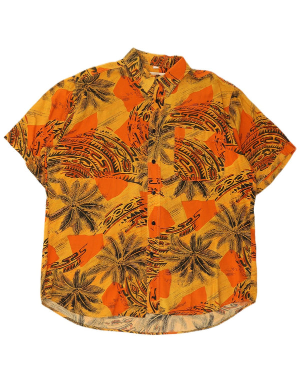 Camisa masculina vintage de manga curta tamanho 41/42 grande laranja havaiana