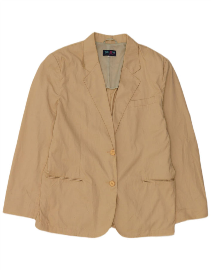 Jaqueta blazer feminina de 2 botões Balloon UK 18 XL algodão bege