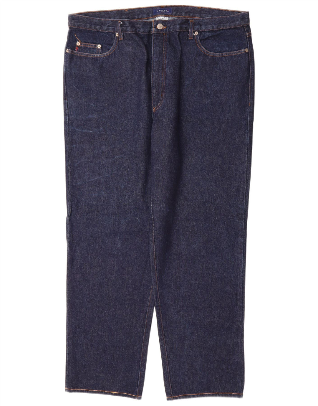Guess Mens Straight Jeans W42 L32 Azul Marinho Algodão