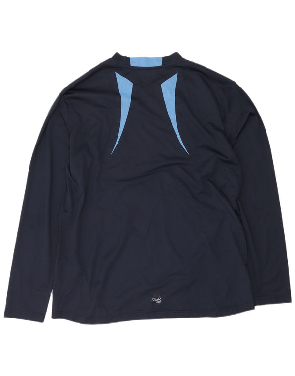 Reebok Mens Top Manga Longa XL Azul Marinho Colorblock Poliéster