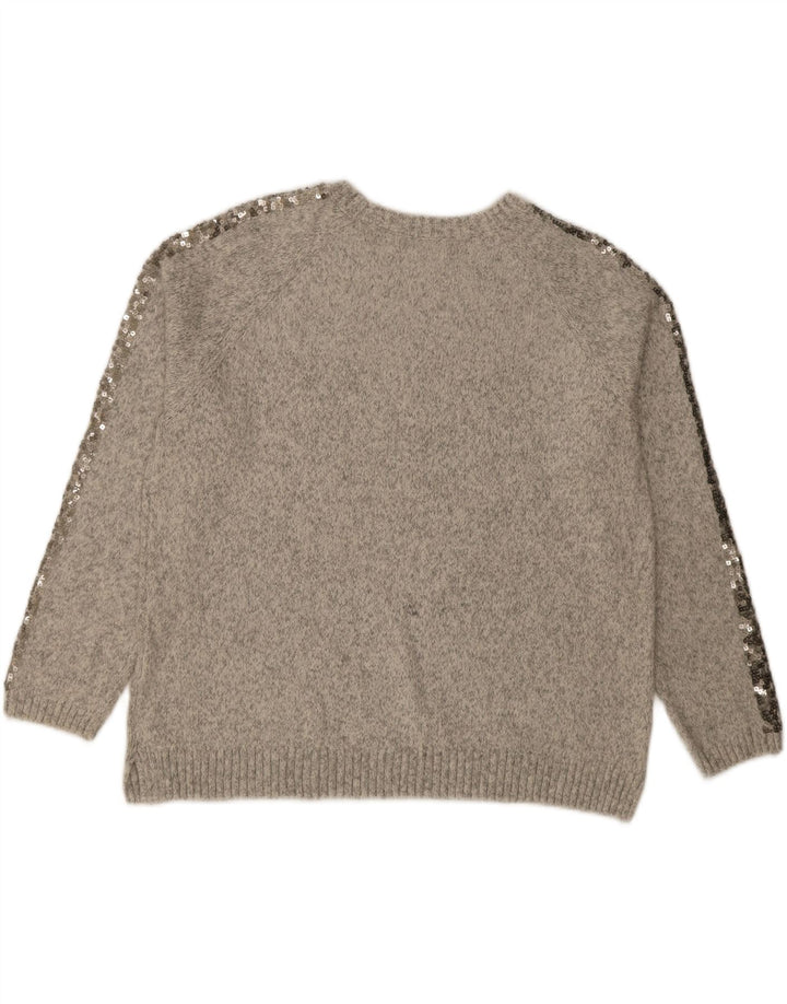 Suéter feminino Marks & Spencer com gola redonda Reino Unido 16 grande cinza manchado