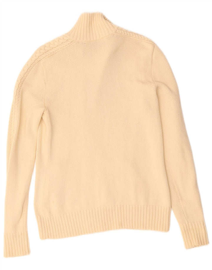 Suéter cardigã feminino RALPH LAUREN Reino Unido 10 pequeno algodão bege