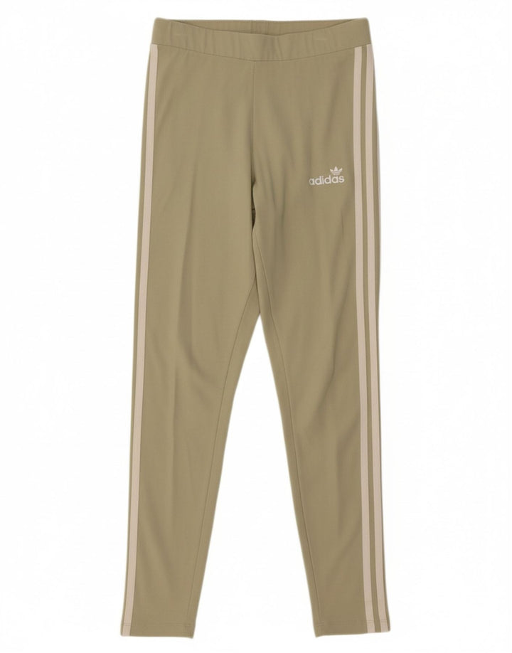 ADIDAS Womens Leggings UK 14 Médio Algodão Verde