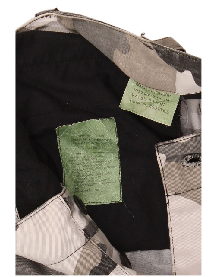 Calça cargo masculina VINTAGE regular pequena W31.5 L32.5 camuflagem cinza