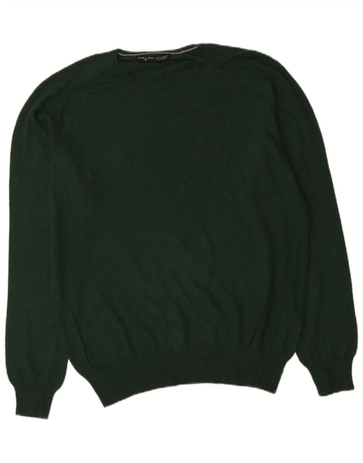Suéter masculino ZARA com gola redonda XL verde viscose