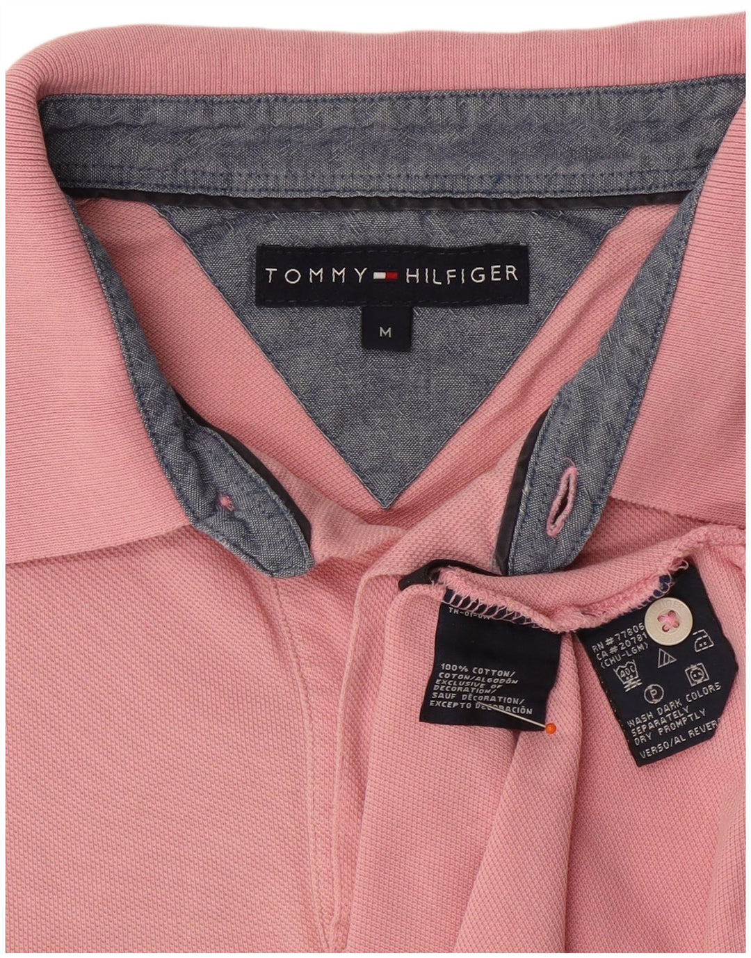 Camisa polo masculina TOMMY HILFIGER médio algodão rosa