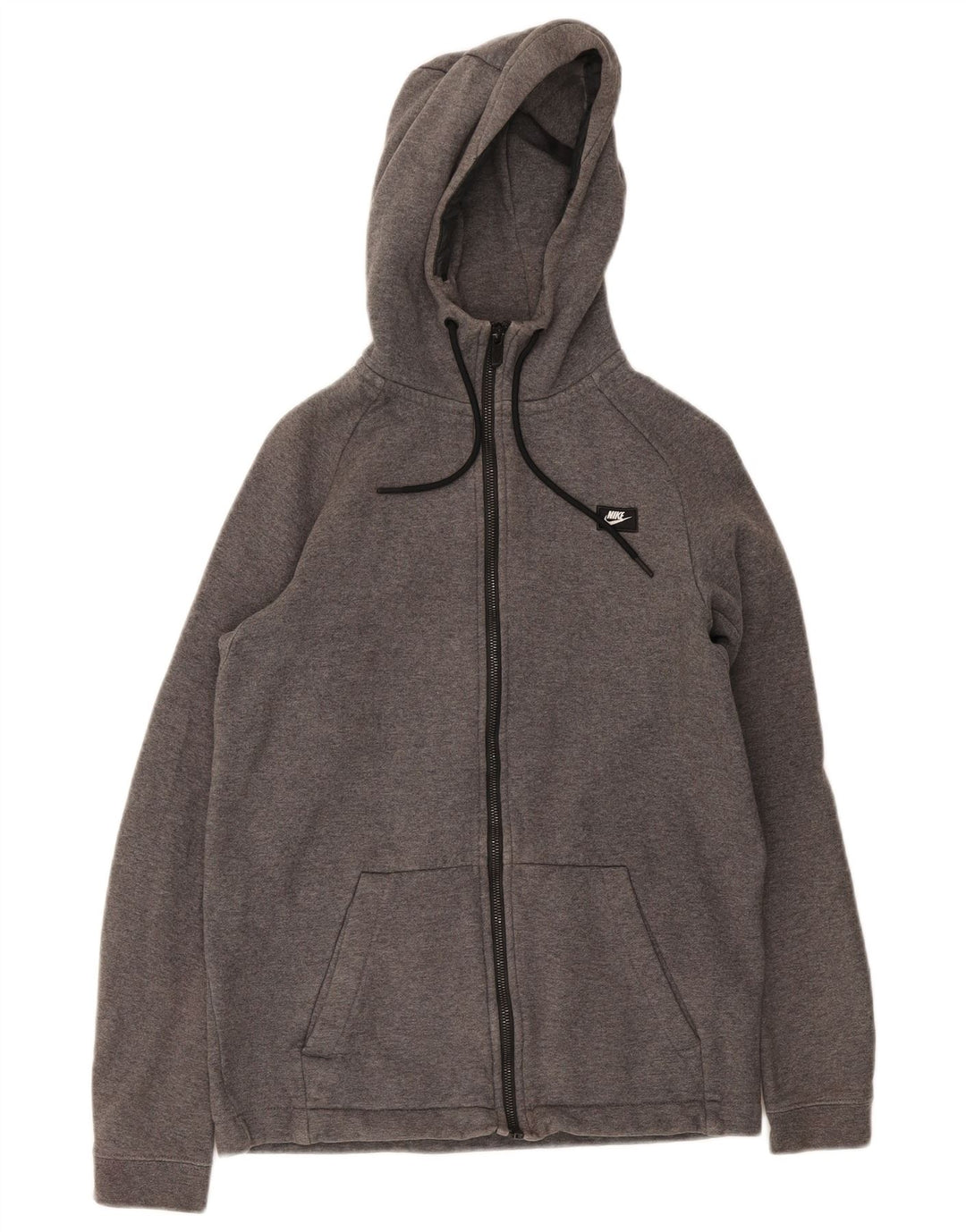 Suéter Nike masculino com capuz e zíper pequeno algodão cinza