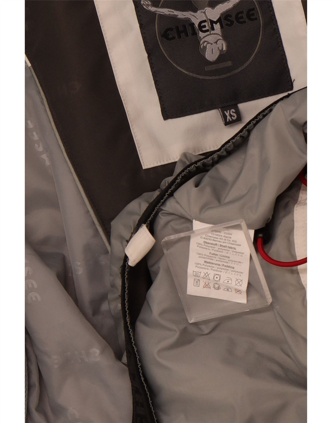 Jaqueta corta-vento feminina com capuz CHIEMSEE UK 6 XS branco colorblock