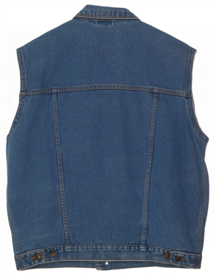 Marcel Clair Mens Denim Gilet UK 40 Grande Algodão Azul