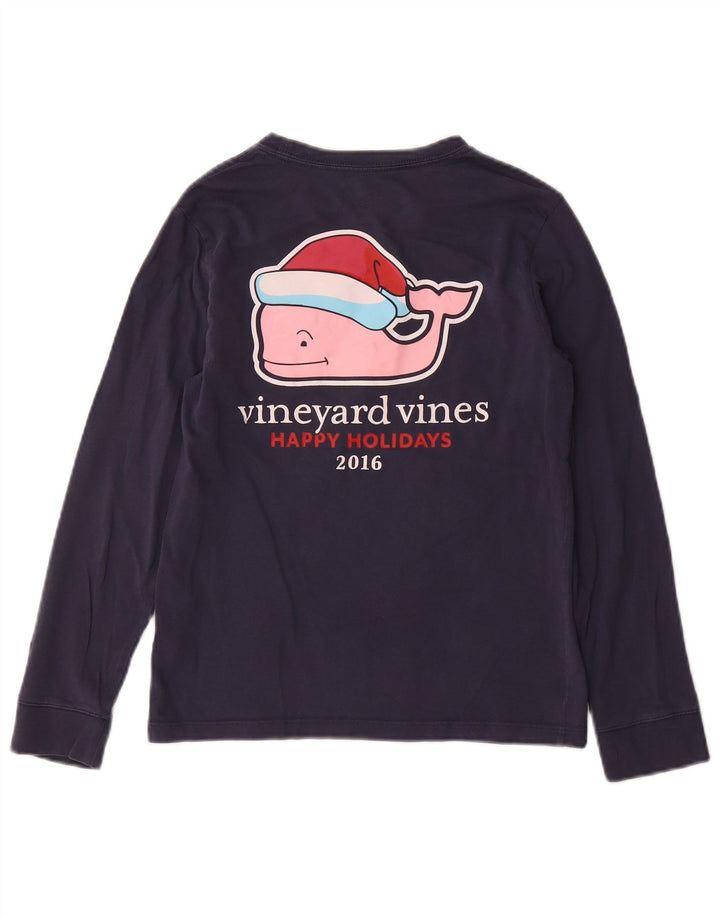 Top gráfico VINEYARD VINES para meninos manga comprida 8-9 anos pequeno azul Natal