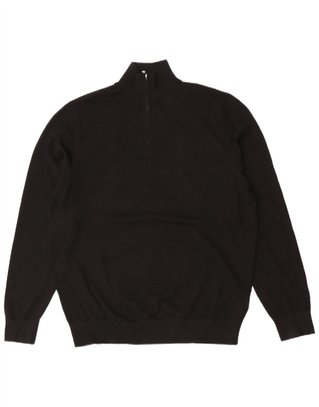 Suéter masculino Autograph com zíper e gola grande em lã Merino preta