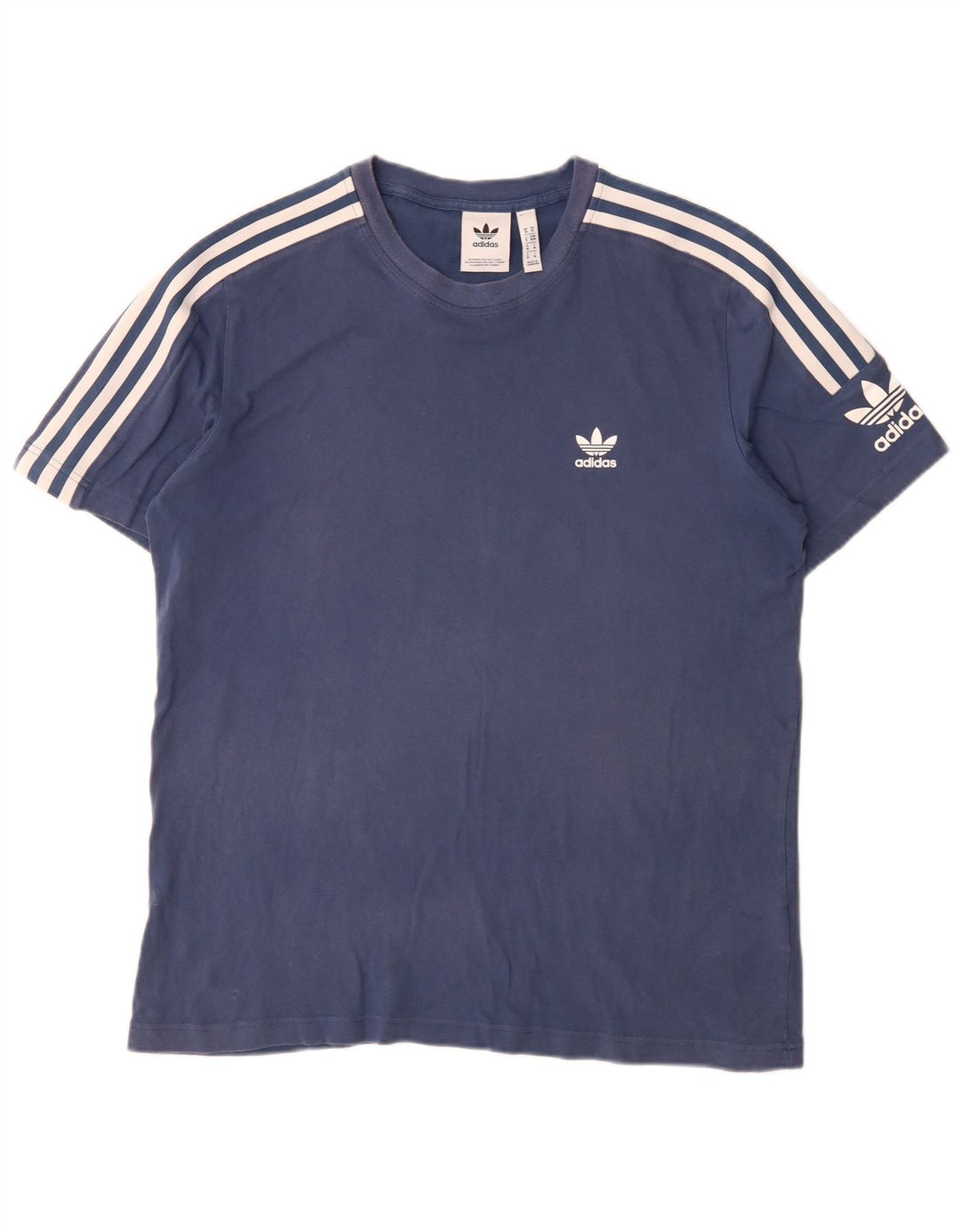 Adidas Mens Camiseta Top Médio Algodão Azul