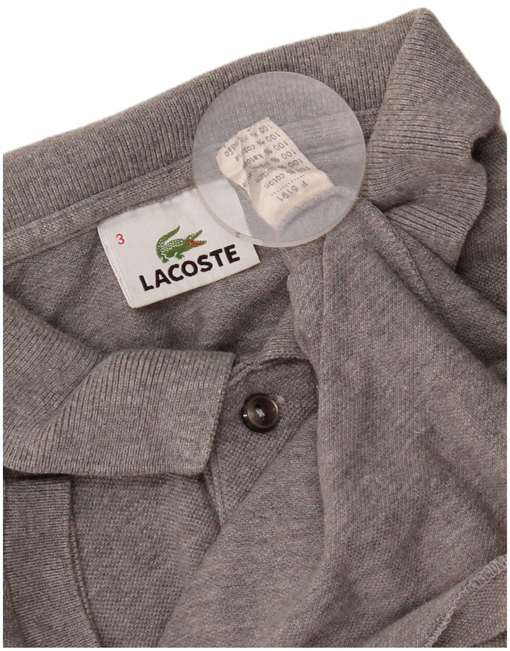 Camisa polo masculina Lacoste tamanho 3 pequeno algodão cinza