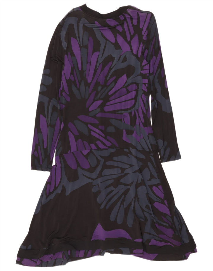 Vestido feminino Trussardi com estampa abstrata em camadas IT 46 grande roxo