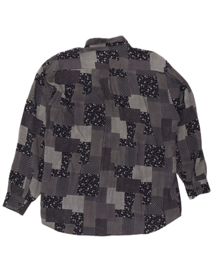 Camisa masculina VINTAGE XL preta patchwork viscose