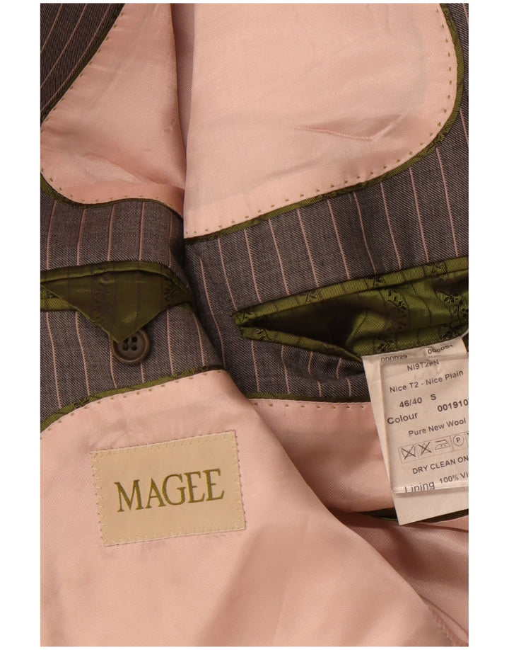Jaqueta blazer masculina Magee com 2 botões IT 46 pequena listra cinza nova lã