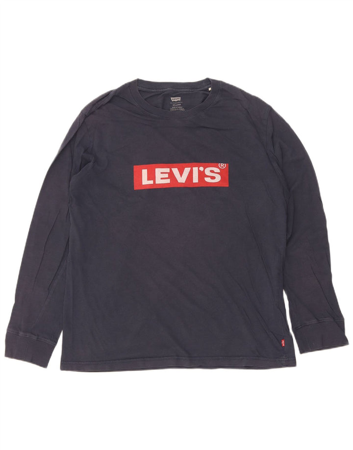 Top Levi's Masculino Relaxed Graphic Manga Longa Pequeno Algodão Azul Marinho