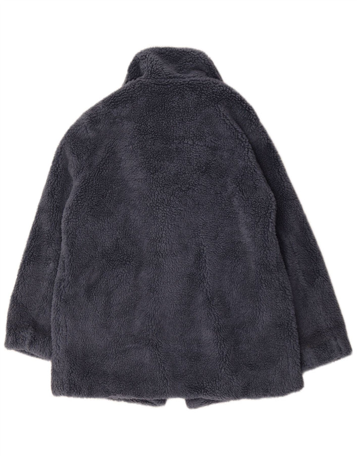 Sobretudo feminino oversized de pele sintética Marks & Spencer Reino Unido 12 cinza médio