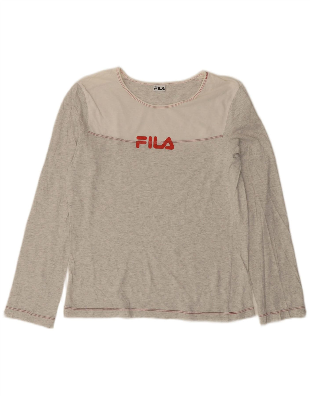 FILA Top gráfico feminino manga comprida UK 12 cinza médio manchado