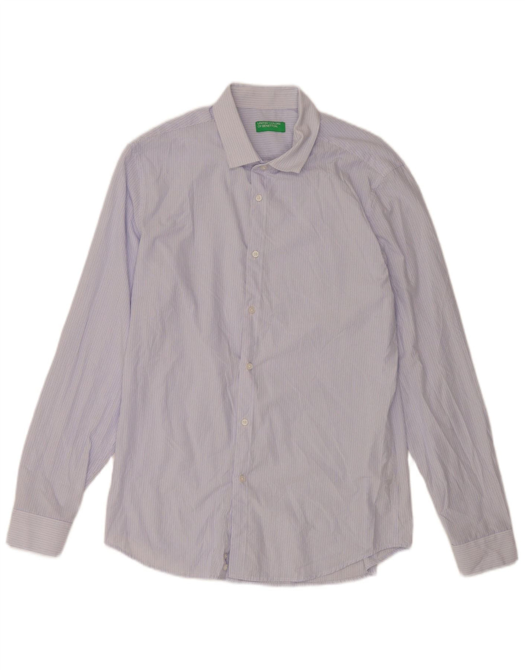 Camisa masculina Benetton grande viscose listrada azul