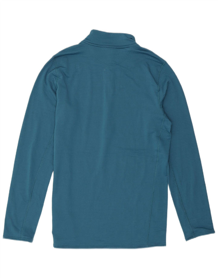 Patagonia Mens Dri Fit Zip Neck Pulôver Treino Top Médio Azul