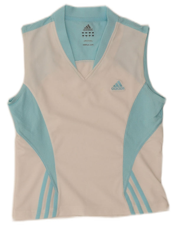 Adidas Womens Crop Vest Top UK 12 Médio Branco Colourblock