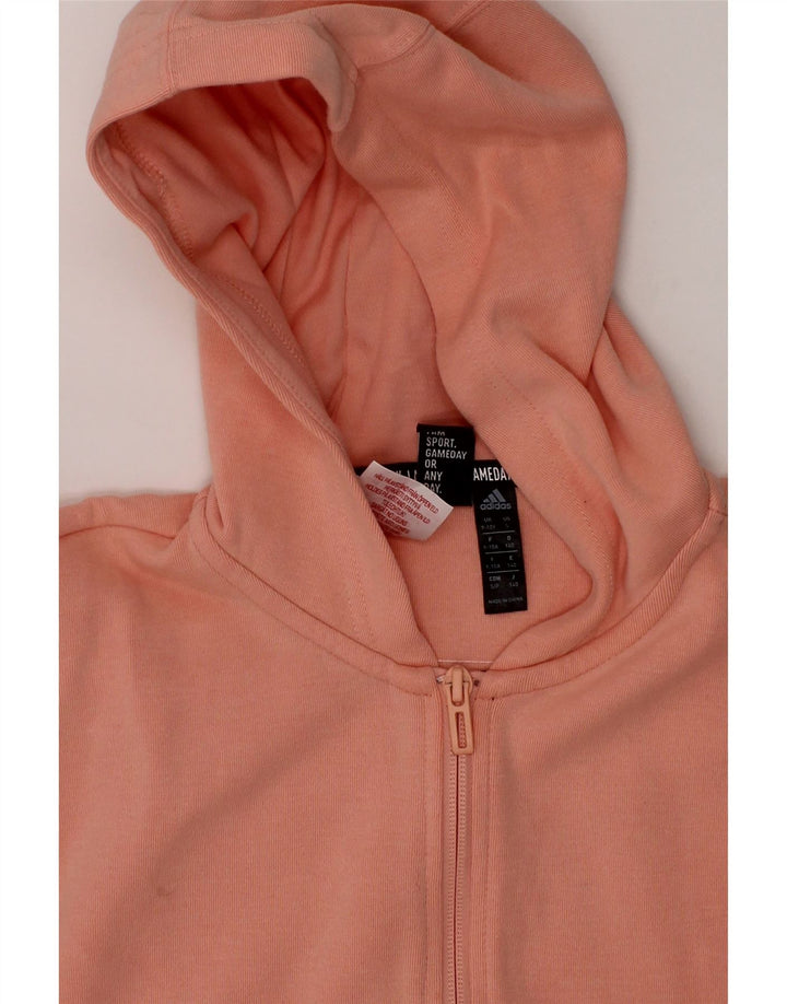 ADIDAS Girls Zip Hoodie Sweater 9-10 Years  Pink Cotton Vintage Adidas and Second-Hand Adidas from Messina Hembry 