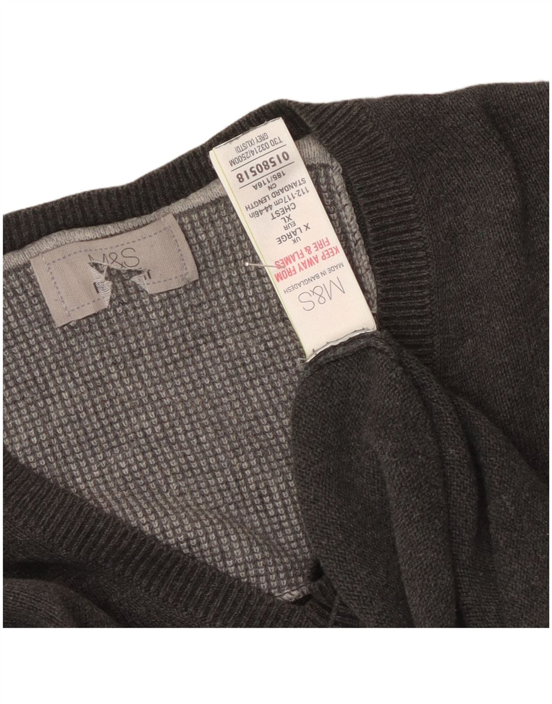 Suéter masculino Marks & Spencer com decote em V XL algodão cinza
