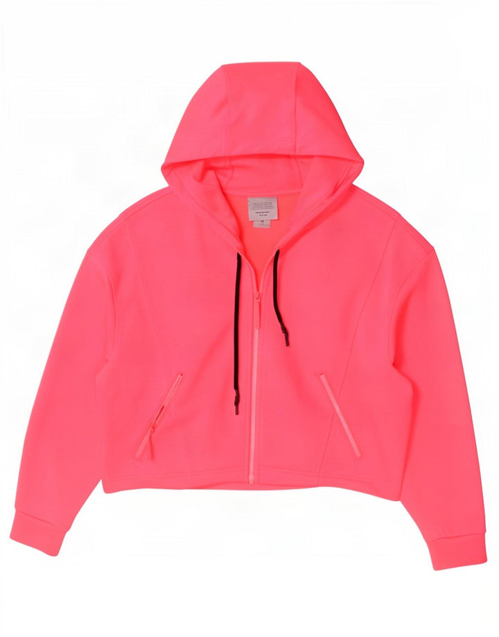 Zara Suéter feminino com capuz e zíper oversized UK 14 poliéster rosa médio