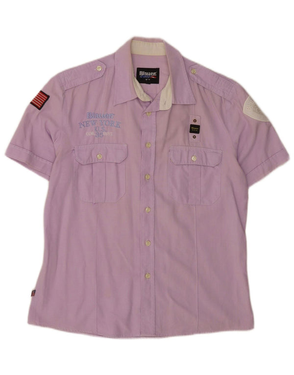 Camisa masculina Blauer gráfica de manga curta XL algodão roxo