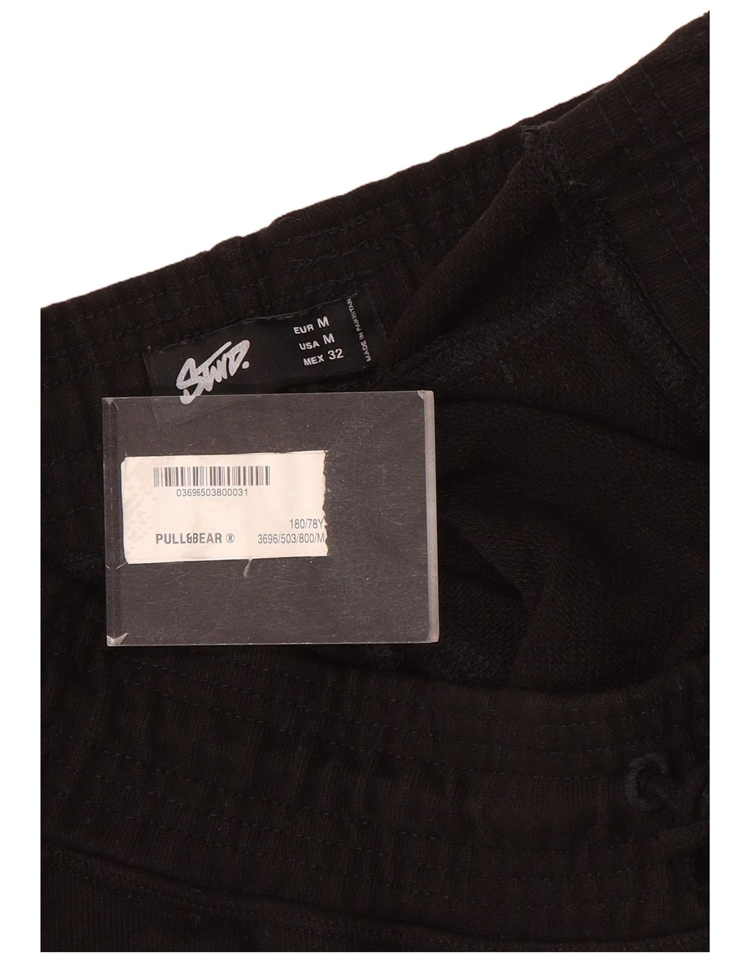 Pull & Bear Mens Sport Shorts Médio Algodão Preto