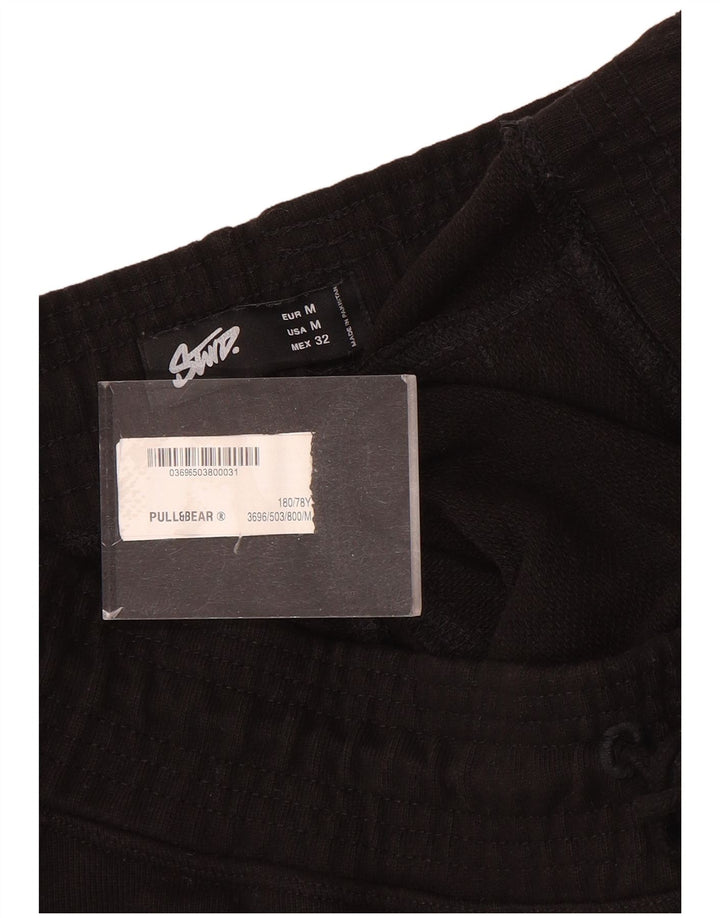 Pull & Bear Mens Sport Shorts Médio Algodão Preto