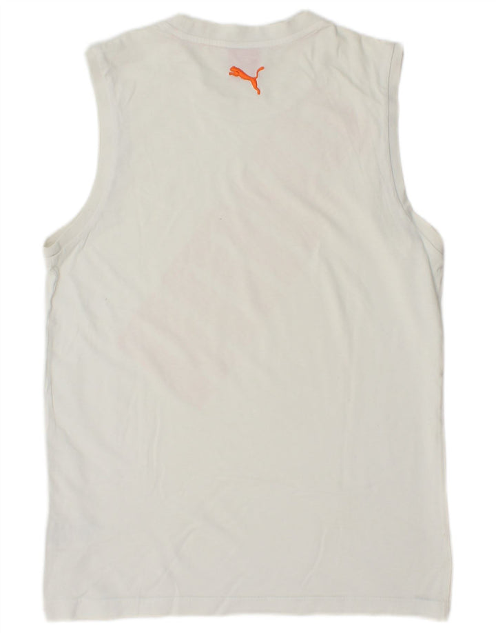 PUMA Mens Graphic Vest Top Pequeno Algodão Branco