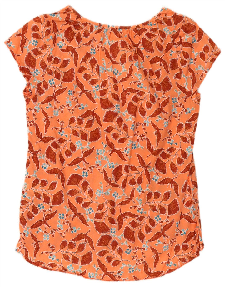 Blusa feminina White Stuff Top UK 8 algodão floral laranja pequeno