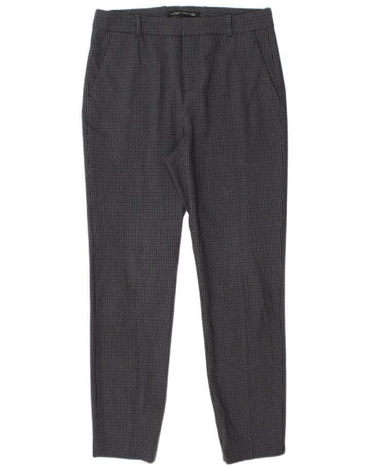 Calça feminina Zara Slim Suit EU 40 Médio W30 L28 Cinza Houndstooth