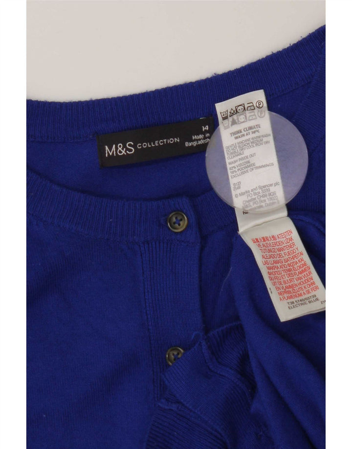 Suéter cardigã feminino Marks & Spencer UK 14 viscose azul médio