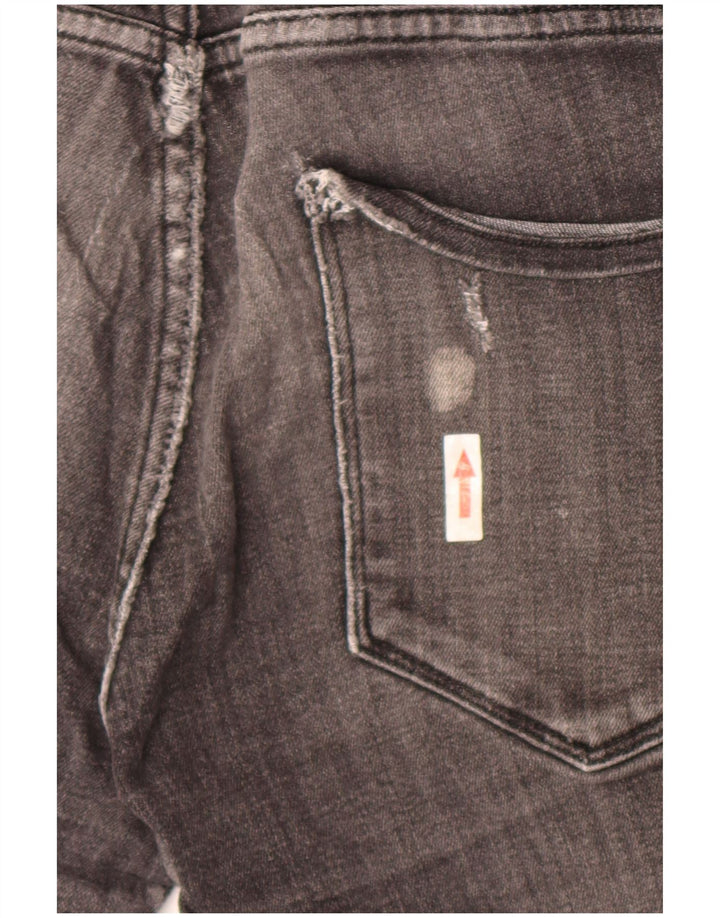 Shorts jeans masculinos Jack & Jones desgastados pequenos W30 algodão cinza