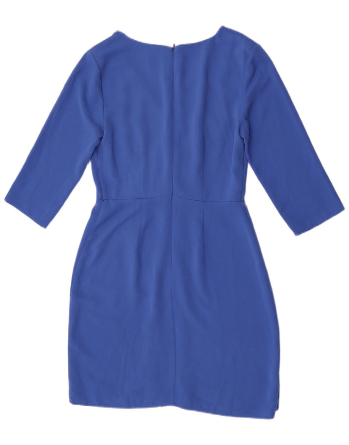 Vestido feminino Oasis manga 3/4 com bainha UK 8 pequeno azul poliéster