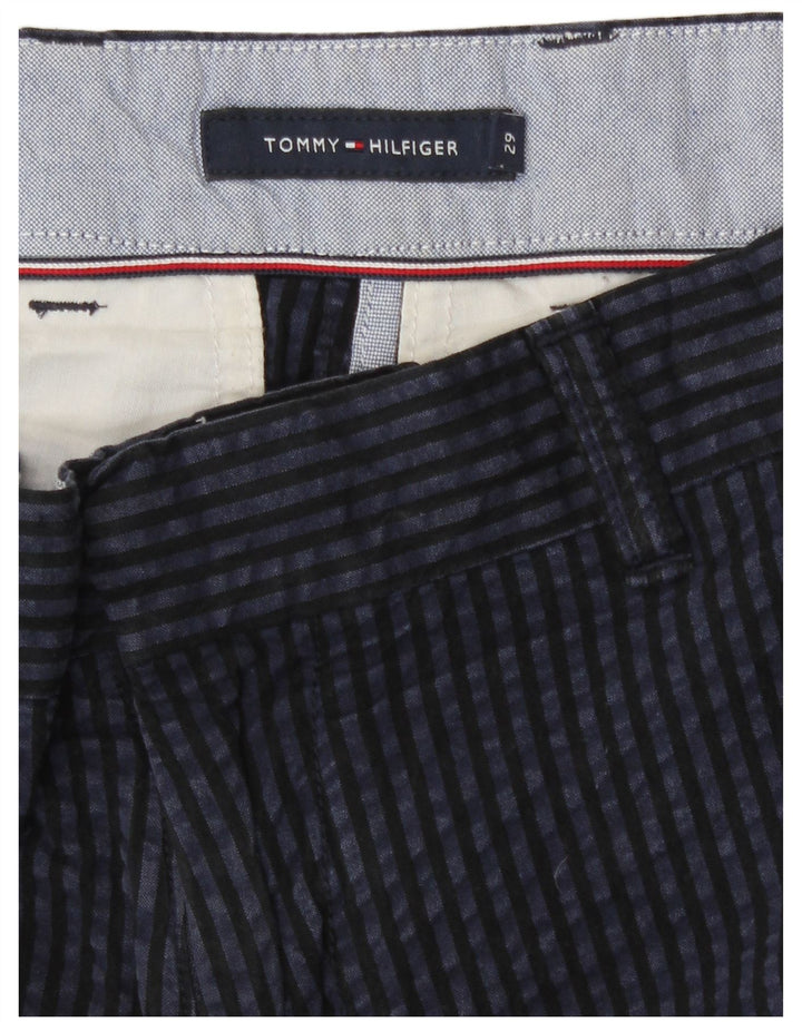 Shorts Chino masculino Tommy Hilfiger W29 pequeno algodão listrado azul marinho