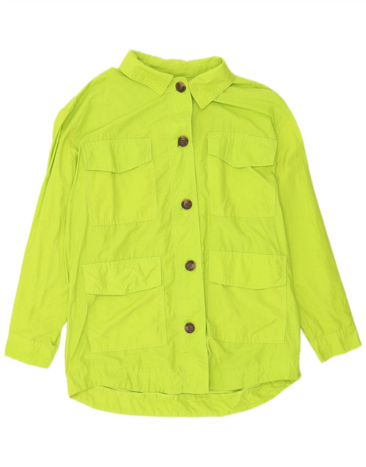 Jaqueta utilitária superdimensionada feminina Topshop Reino Unido 8 algodão verde pequeno