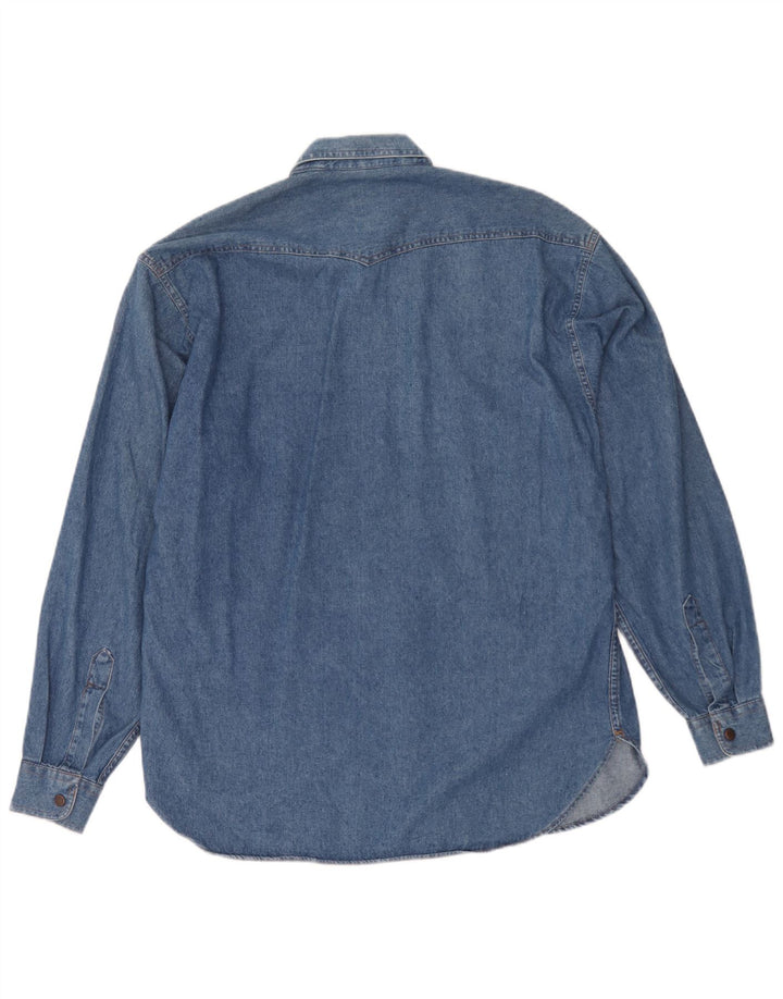 Camisa jeans masculina Casucci pequena azul algodão
