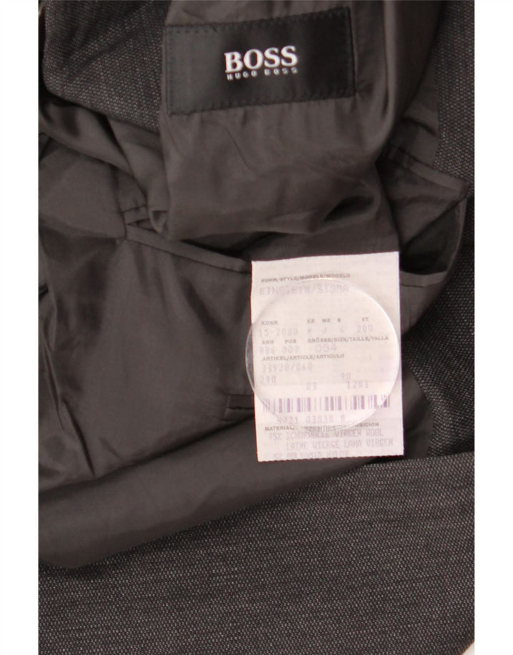 Jaqueta blazer masculina de 3 botões HUGO BOSS EU 54 2XL lã cinza