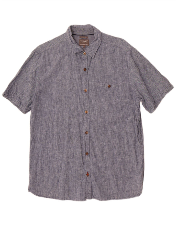 Camisa masculina de manga curta Fat Face Classic Fit linho azul médio