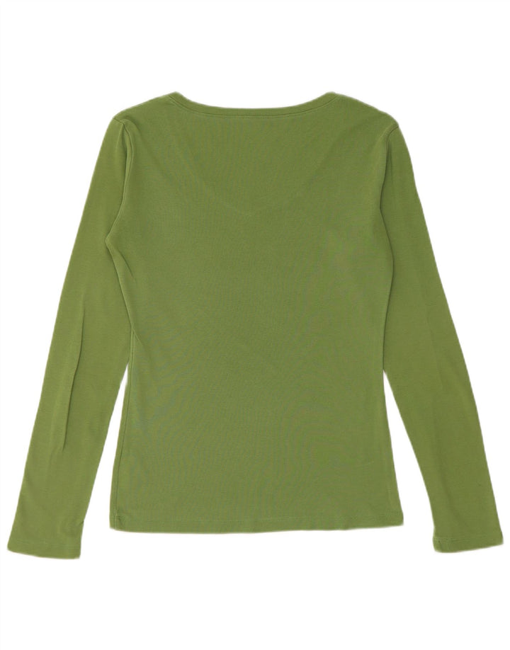Top feminino Tommy Hilfiger manga comprida UK 12 algodão verde médio