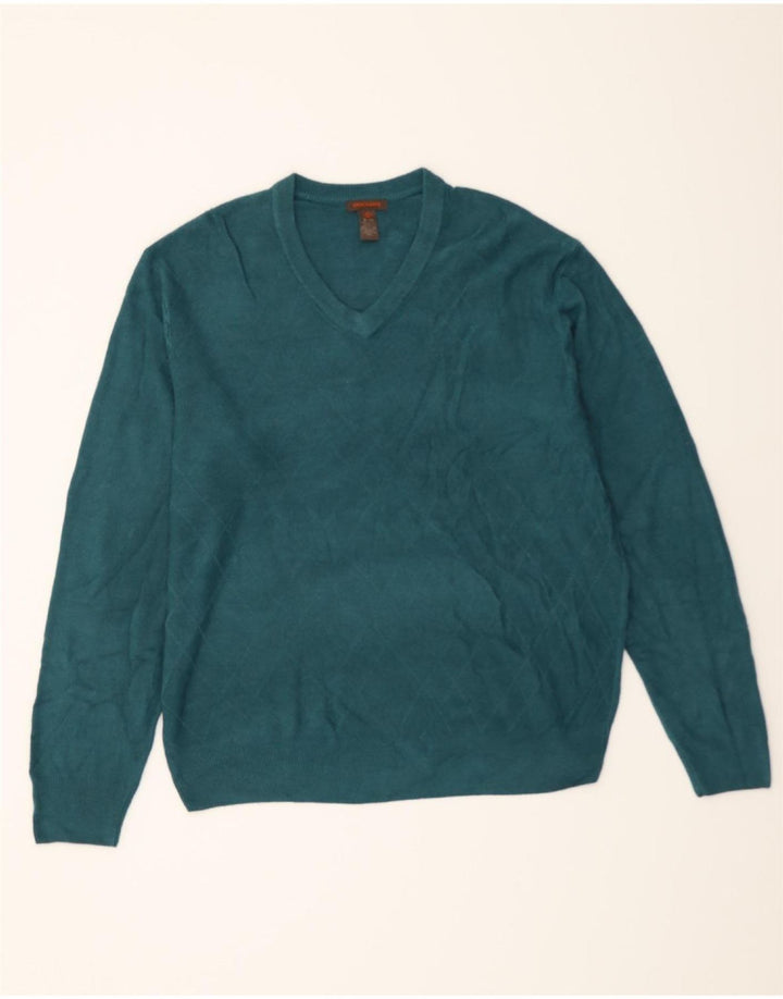 DOCKERS Mens V-Neck Jumper Sweater XL Green Argyle/Diamond Acrylic Vintage Dockers and Second-Hand Dockers from Messina Hembry 