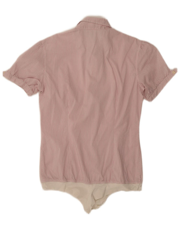 Camiseta feminina Benetton UK 14 risca de giz rosa médio