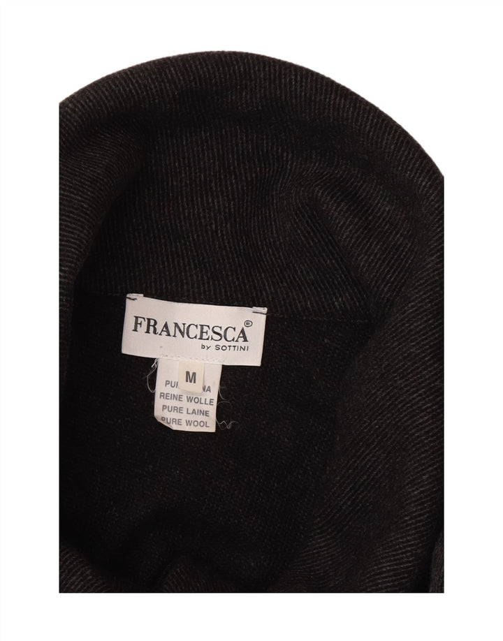 Casaco feminino Francesca UK 14 lã risca de giz cinza médio