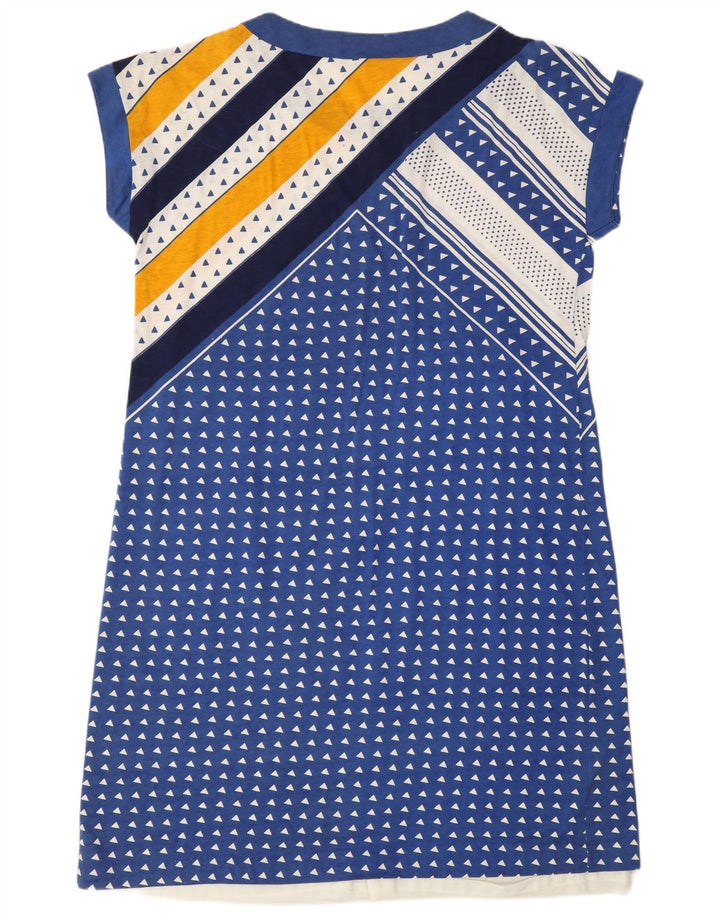 Vestido camiseta feminino Romy UK 18 XL azul geométrico poliamida